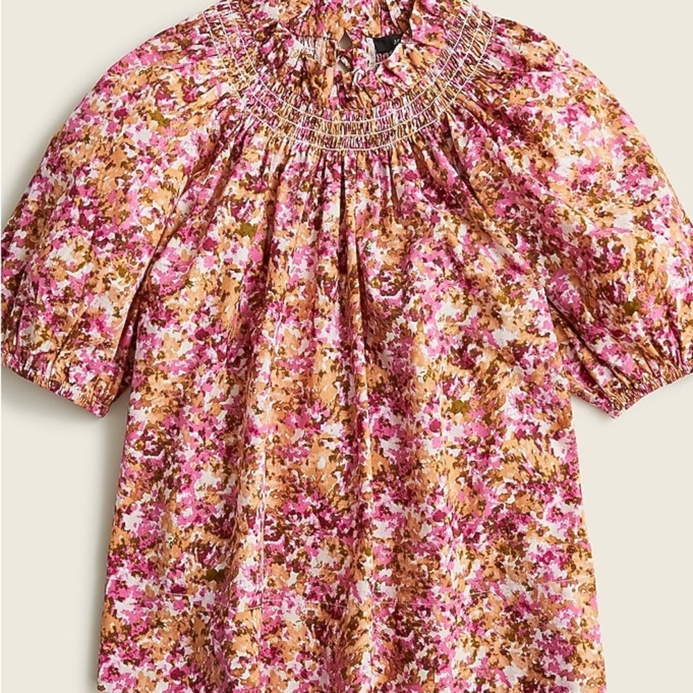 J. Crew Floral Pink and Brown Blouse